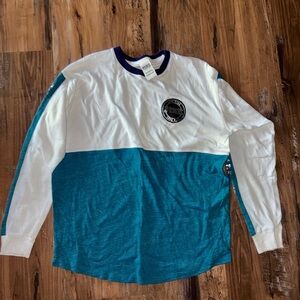 PINK Victoria's Secret White and Teal Long Sleeve Tee